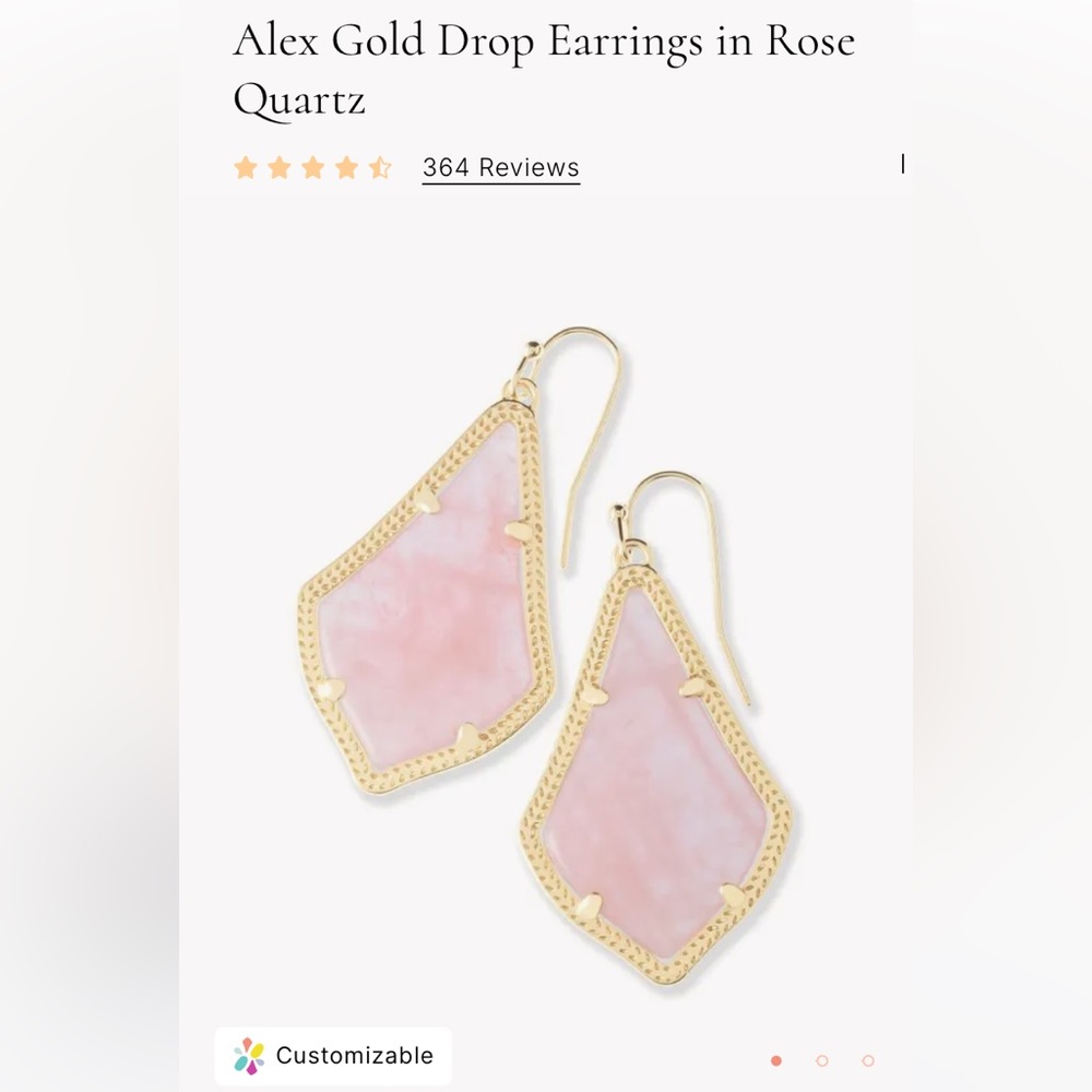 Kendra Scott Alex Gold Drop Earring in Rose Quartz